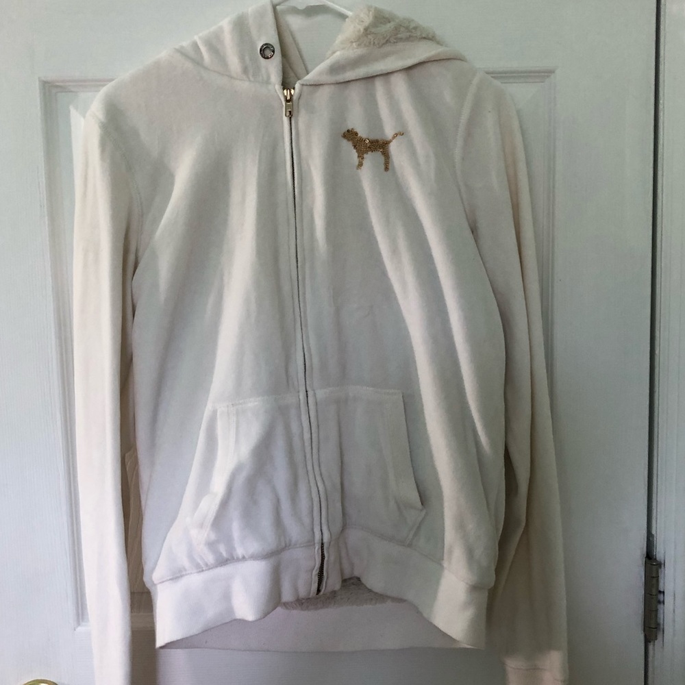 VS PINK velour hoodie with fur lining